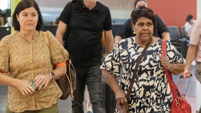 NT Chief Minister Natasha Fyles and Marion Scrymgour, MP for Lingiari, arrive in Alice Springs as the town battles severe social issues. Picture: Liam Mendes / The Australian