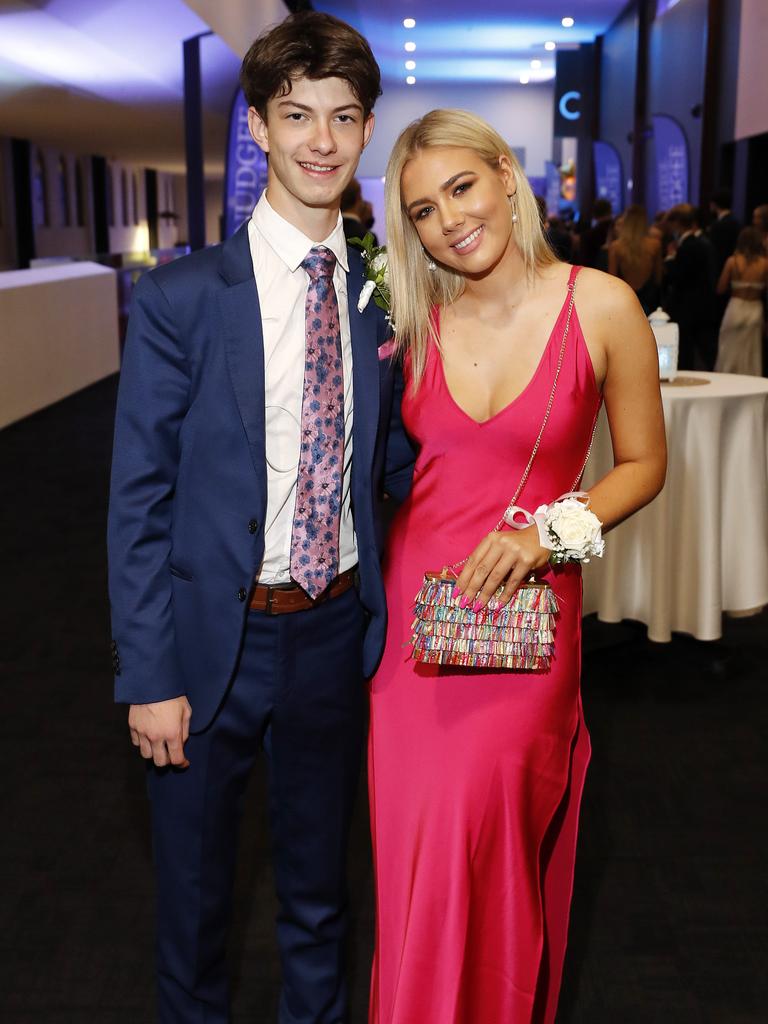 Bill Hutchinson and Lola Dennis pictured at the 2021 Nudgee College year 12 formal, Royal International Convention Centre Brisbane 19th of September 2021. (Image/Josh Woning)