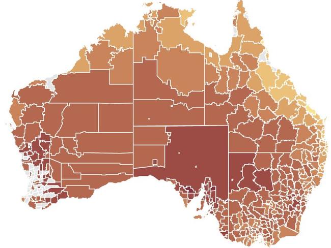 Map showing hottest summer days.