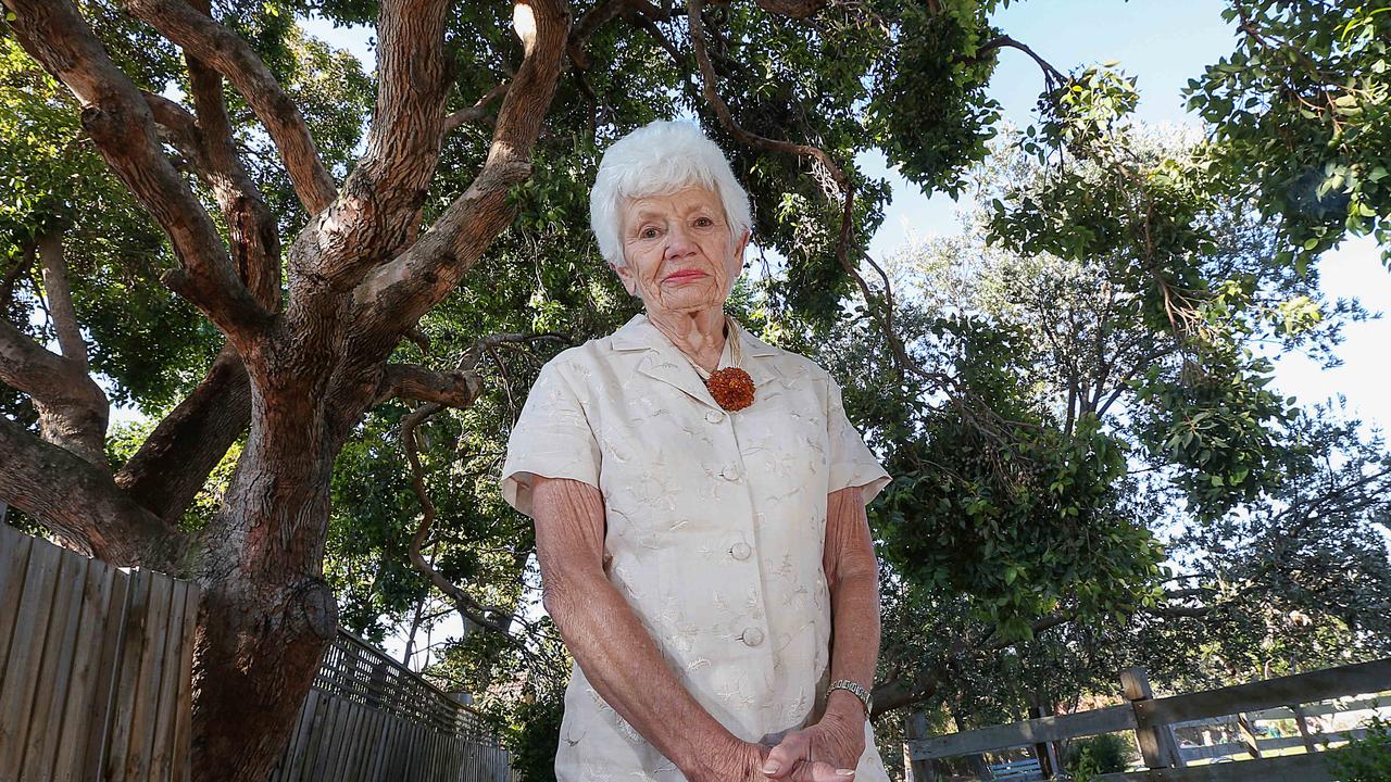 Residents are not happy two trees are facing the axe to make way for a large development in Hampton. Helene Mayor, 83y, is the granddaughter of Charles Ralph of Ralph's Dairy. Picture: Ian Currie