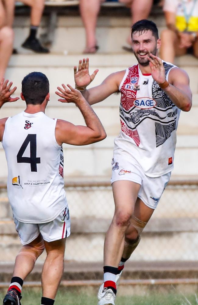 Southern Districts forward Jarrod Brander kicked seven goals against the Tiwi Bombers in Round 16. Picture: Celina Whan / AFLNT Media