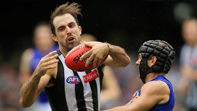 NAB Challenge, AFL : Double Header Western Bulldogs v Collingwood Steele Sidebottom & Caleb Daniel Picture:Wayne Ludbey