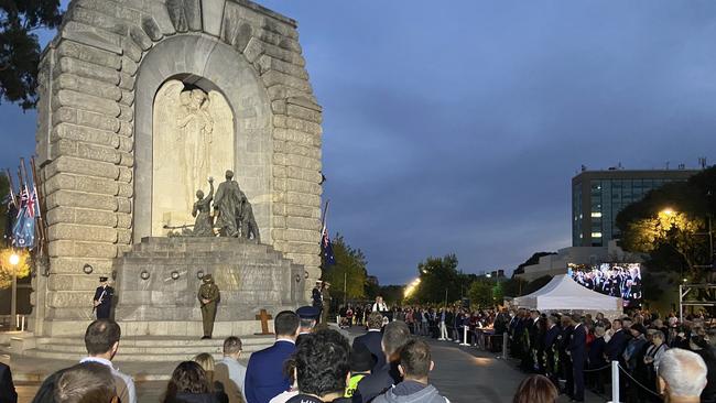 The Dawn Service at the SA National War Memorial in Adelaide on Anzac Day 2022. Picture: Riley Walter