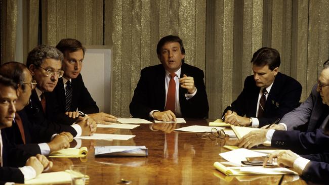 Trump presides over a board meeting in August 1987. Picture: Getty Images