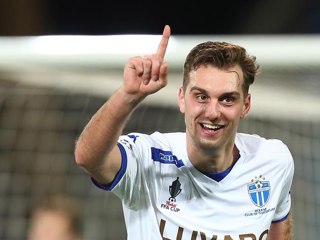 GOLD COAST, AUSTRALIA - SEPTEMBER 20:  Milos Lujic of South Melbourne celebrates after scoring during the FFA Cup Quarter Final match between Gold Coast City FC and South Melbourne at Cbus Super Stadium on September 20, 2017 in Gold Coast, Australia.  (Photo by Chris Hyde/Getty Images)