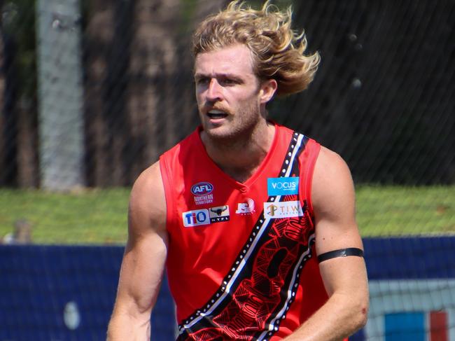 Tiwi Bomber Mason DeWit has been a defensive linchpin for the side. Picture: Celina Whan/NTFL Media