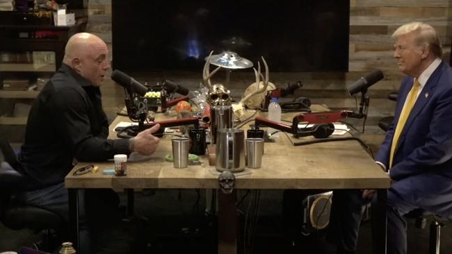 Joe Rogan interviewing Donald Trump on his podcast. Picture: YouTube