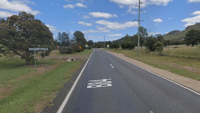 A woman, aged in her 20s, has died in a crash with a truck on the Golden Highway at Sandy Hollow. Picture: Google