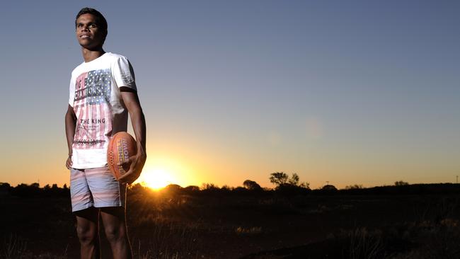 Josh Simpson in his home town of Yalgoo before being drafted. Picture: Daniel Wilkins