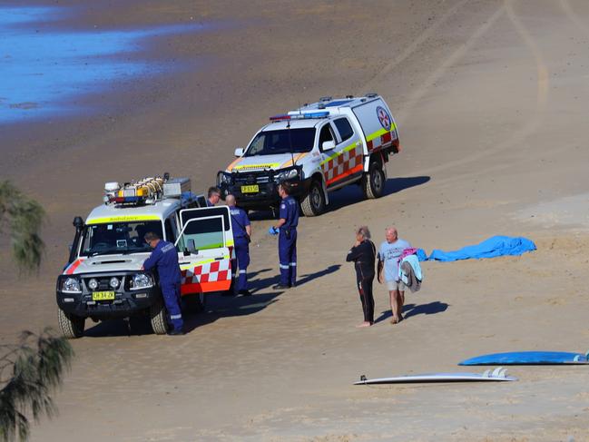 Emergency services attended a beach in Mullaway after a surfer in his 70s drowned on Thursday June 17. Photo: Frank Redward.