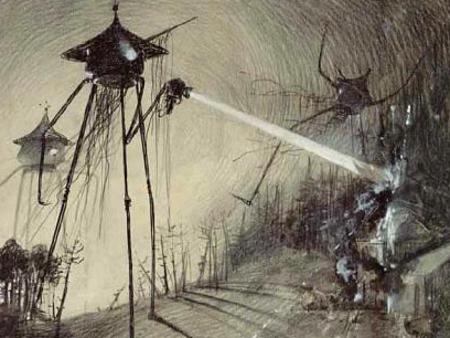 Illustration from book "War of the Worlds" by H.G. Wells. hg war/of/the/worlds