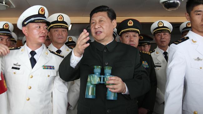 Xi Jinping with Chinese navy officers. Picture: Supplied