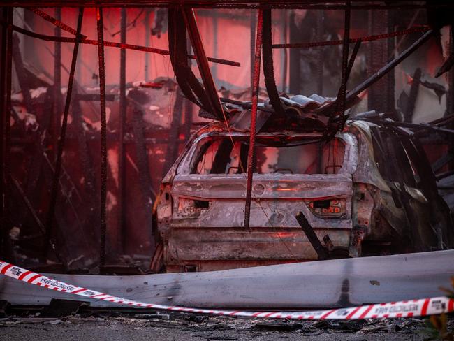 MELBOURNE, AUSTRALIA. NewsWire Photos. JULY 2ND, 2024. A car has crashed into the garage of a house in Melbourne's north, burst into flames and causing a serious house fire. The vehicle smashed into the property on Arkose St in Greenvale at 3.45am on Tuesday. Picture: NewsWire/Jake Nowakowski