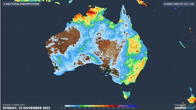 Showers or thunderstorms are expected to fall across most of the country over the next week. Picture: Weatherzone