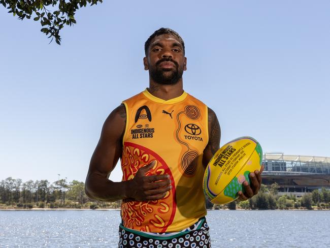 Liam Ryan in the Indigenous All Stars guernsey. Picture: Getty Images