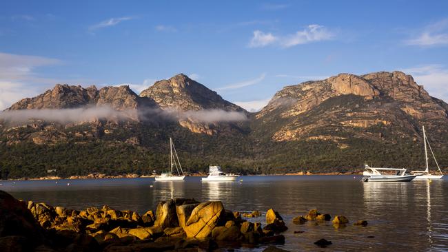 Looking across Coles Bay towards The Hazards, Tasmania. Picture: Tourism Tasmania/Rob Burnett