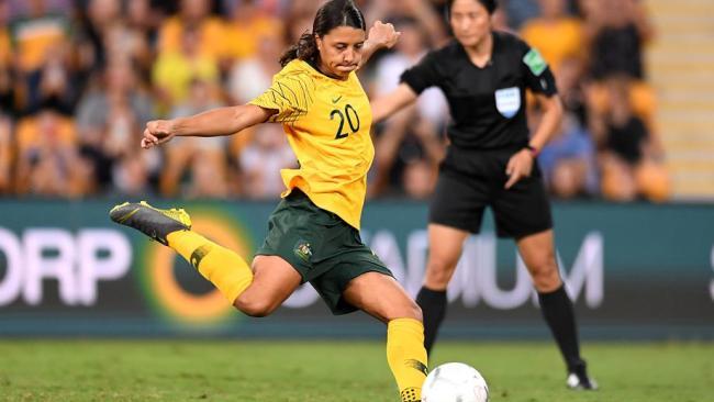 Sam Kerr held her nerve to give the Matildas the lead.