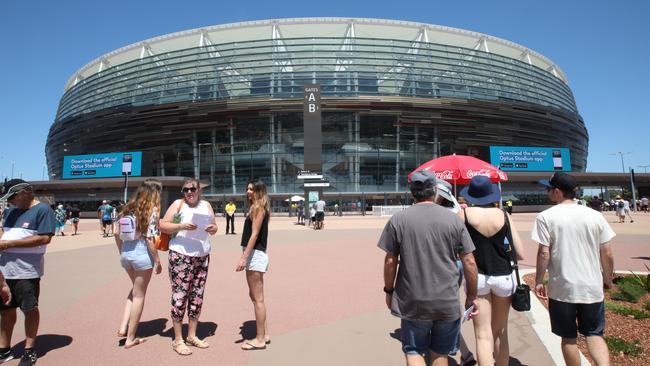 Spectators will not be able to attend the Derby AFL match at Optus Stadium. Picture: AAP