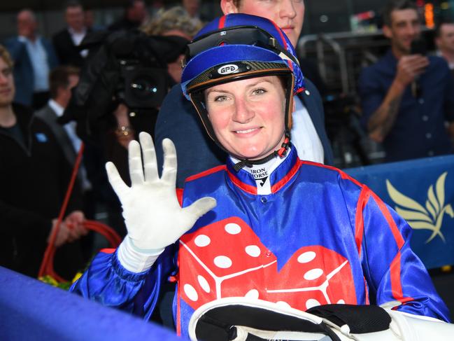 MELBOURNE, AUSTRALIA - MAY 08: Jamie Kah makes in five winners for the day after riding Ayrton to win Race 9, the Darren Gauci Handicap, during Melbourne Racing at Caulfield Racecourse on May 08, 2021 in Melbourne, Australia. (Photo by Vince Caligiuri/Getty Images)