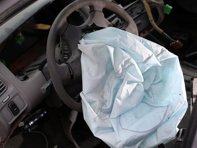 Some airbags have not fully deployed during a collision, while some have reportedly propelled metal fragments directly at drivers. Picture: Joe Raedle/Getty Images/AFP