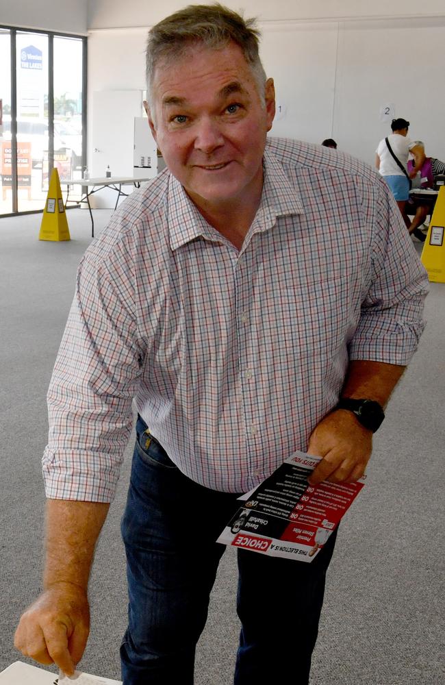 Townsville MP Scott Stewart votes at the West End pre-polling centre. Picture: Evan Morgan