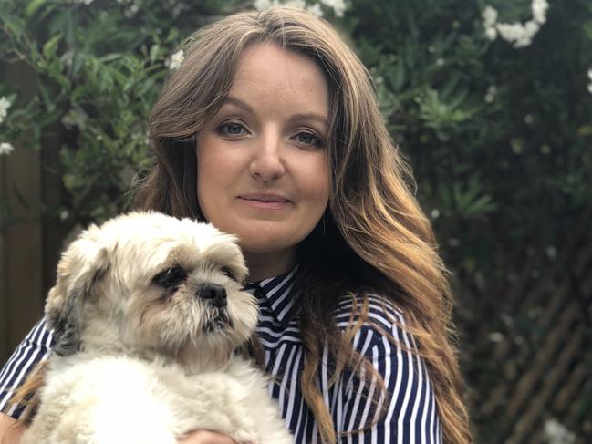 Kate Leaver with her three-year-old Shih tzu, Bert.