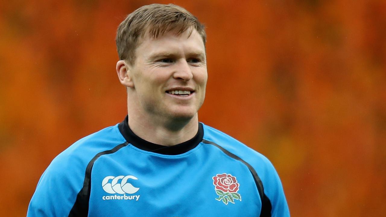 Chris Ashton looks on during an England training session held at Pennyhill Park.