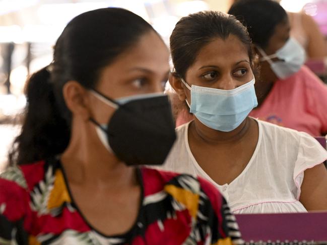 Pregnant women wait to get the Covid vaccine in Colombo, Sri Lanka. Picture: AFP