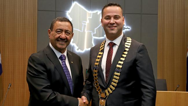 Newly elected deputy mayor Khodr “Karl” Saleh (left) and re-elected Mayor Bilal El-Hayek. Picture: Supplied