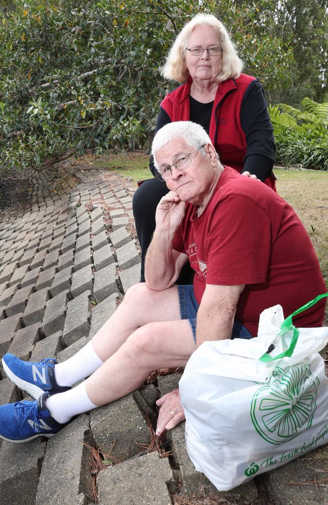 Cancer patient Ian Parrish and his wife Erika Parrish have been homeless and living out of their car for more than two months. Picture: Glenn Hampson