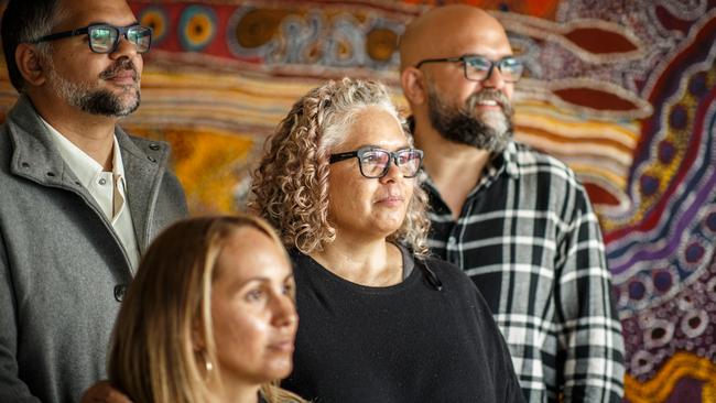 Joel Ken (left), Tjunkaya Ken, Rebekah Osborne and Aaron Ken have lodged a compensation claim in the South Australia Supreme Court. Picture: Matt Turner.