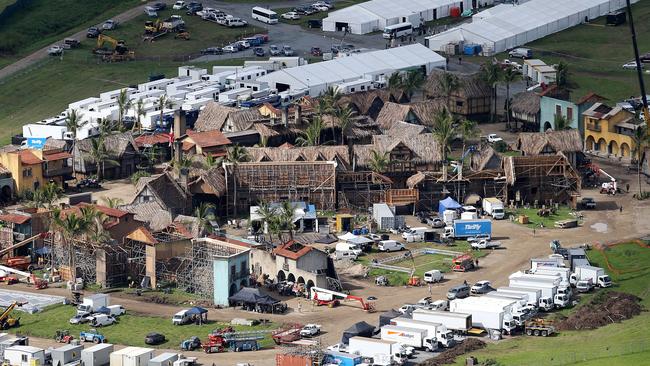 The sprawling St Martin town set built at Maudsland for filming on Pirates of the Caribbean: Dead Men Tell No Tales. Picture Glenn Hampson.