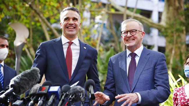 Anthony Albanese visits Flinders Medical Centre in Adelaide with SA Premier Peter Malinauskas during the federal election campaign. Picture: Sam Ruttyn