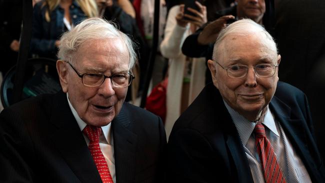 Berkshire Hathaway CEO Warren Buffett — with vice chairman Charlie Munger — is among the great investors ‘now sounding the alarm’. Picture: AFP