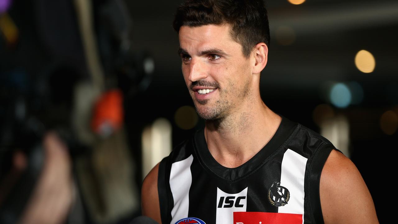 Collingwood captain Scott Pendlebury will break the club games record on Monday. Picture: AAP Image/Rob Prezioso