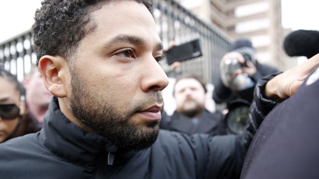 Empire actor Jussie Smollett after he was charged. Picture: Getty Images