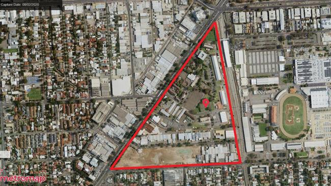 A highlighted area of the proposed suburb, incorporating the Keswick Barracks and old Le Cornu site on Anzac Highway. Picture: Metromap