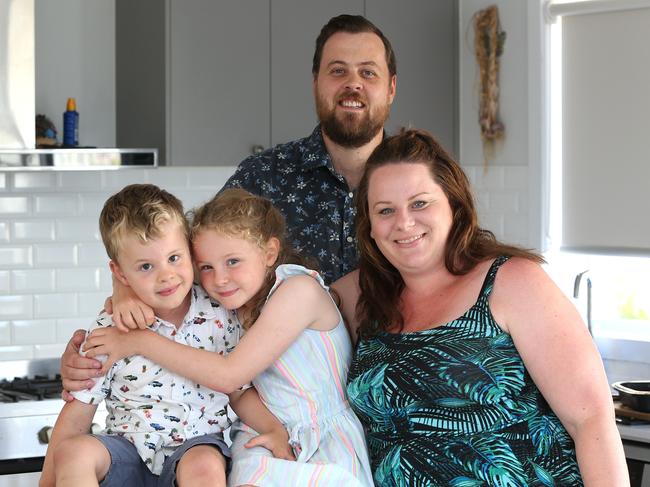 Walter Wailes, who turns five next week, recently celebrated his 4-year donor liver transplant anniversary. With sister Luella, 6, and parents Jessica and Evan. Picture: Mike Dugdale