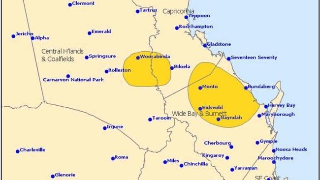 The Bureau of Meteorology issued a severe thunderstorm warning for the North Burnett. Picture: © Bureau of Meteorology