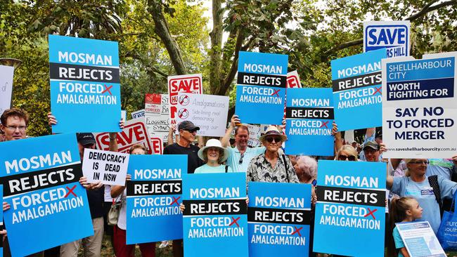 Mosman delegates at the "Save Our Councils Coalition: Local Democracy - Not Dictatorship" rally at Hyde Park. Picture: Braden Fastier