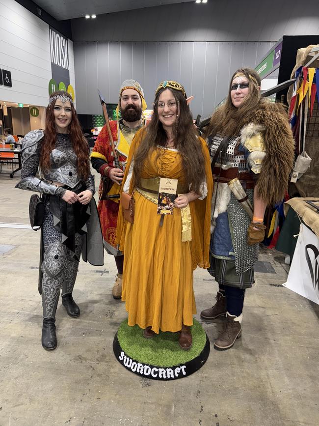 Lauren Marshall, Leigh Haren, Lou Harwood and Emily Morgan attend the Oz Comic Con Melbourne at the Melbourne Convention & Exhibition Centre on Saturday, June 07, 2025. Picture: Jack Colantuono