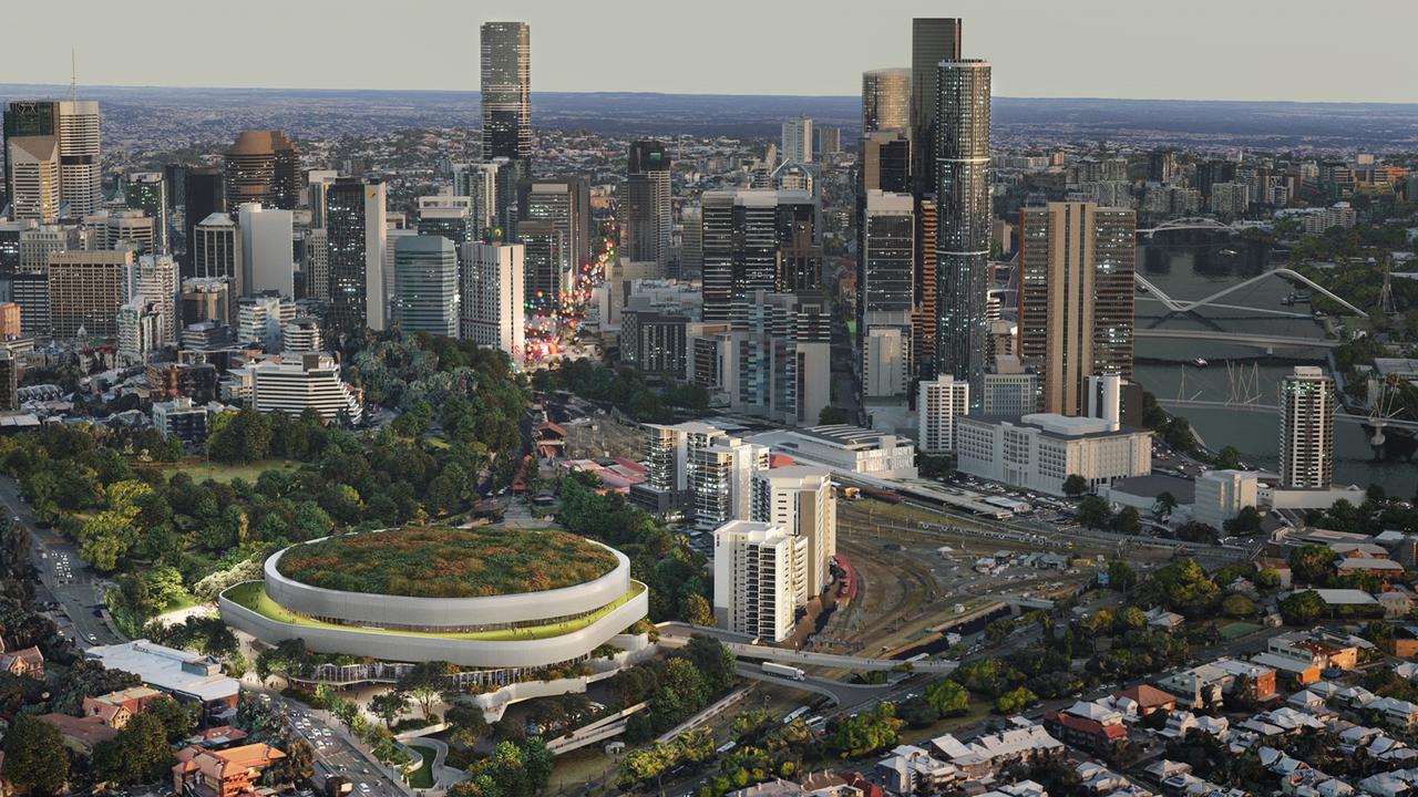 A concept of Brisbane Arena at Roma Street Parkland