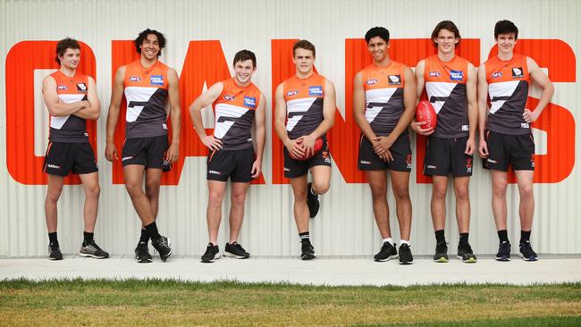 Draft haul: Dylan Buckley, Aiden Bonar, Brent Daniels, Zac Langdon, Nick Shipley, Jack Buckley and Sam Taylor round out an impressive draft period for the Giants. Picture: Richard Dobson