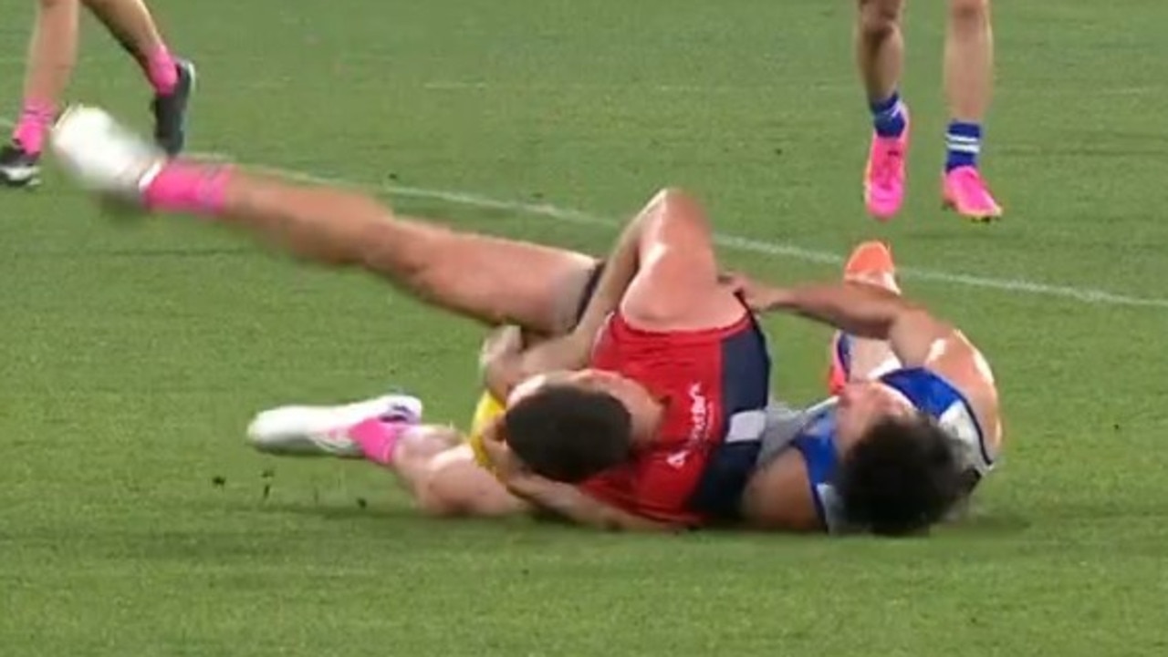 May's head initially didn't hit the ground. Photo: Fox Sports