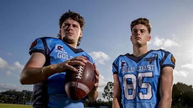 Stingrays players Cynan Tomkins and Jayden Paludan. Picture: Jerad Williams