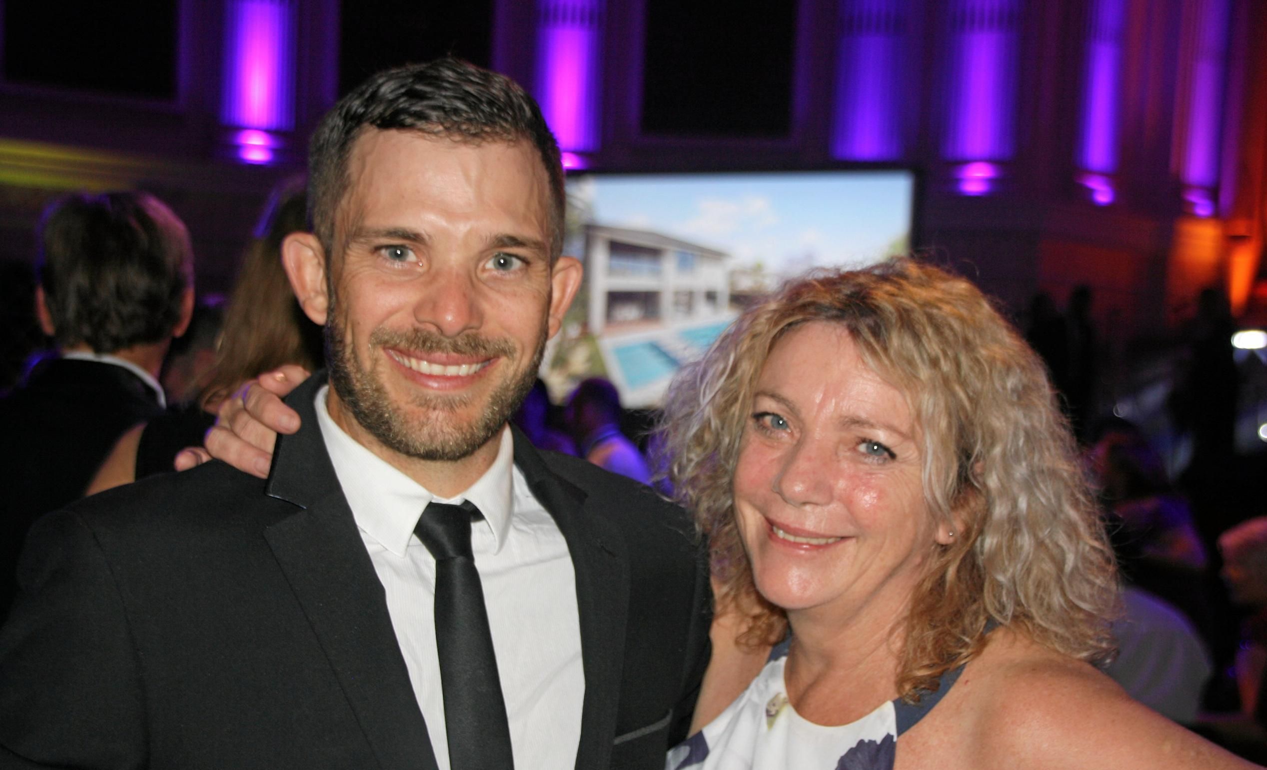 Joe McGuirk and Anita Bouwan of JCo Constructions at the 2017 Master Builders Queensland Housing and Construction Awards at Brisbane City Hall. Picture: Erle Levey