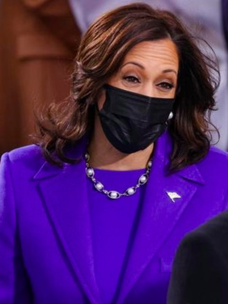 Vice President Kamala Harris wore a very similar outfit to the one worn by Lisa. Picture: Alex Wong/Getty Images/AFP