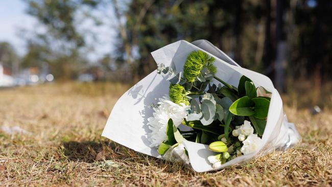 Mourners left flowers at the crash site. Picture: NCA NewsWire / David Swift