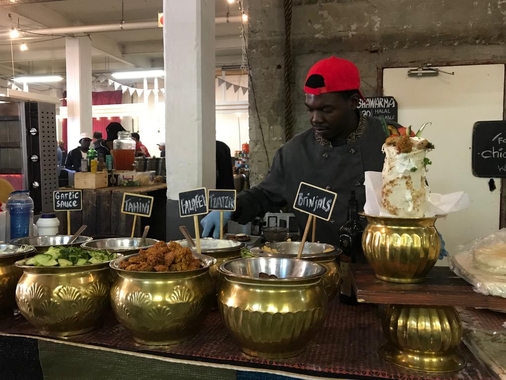 A stall for shawarma in the food markets in Arts on Main.