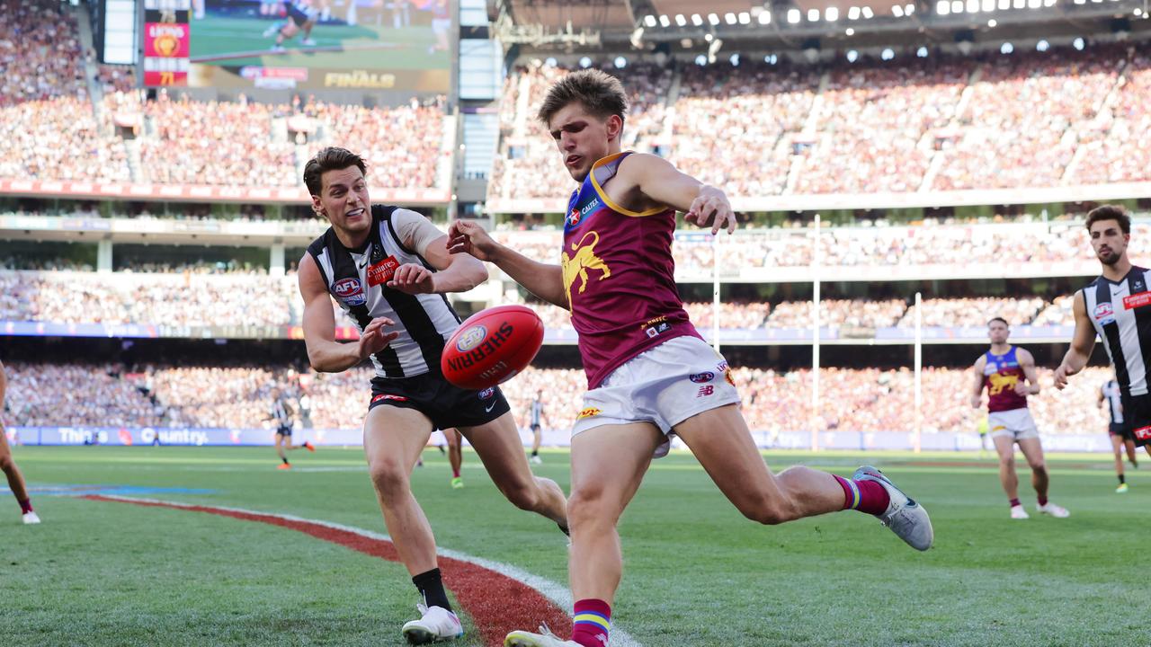 Zac Bailey kicked a miracle goal during the 2023 grand final, and may have announced himself as a partner-in-crime for dangerous forward Charlie Cameron inside 50. Picture: Lachie Millard